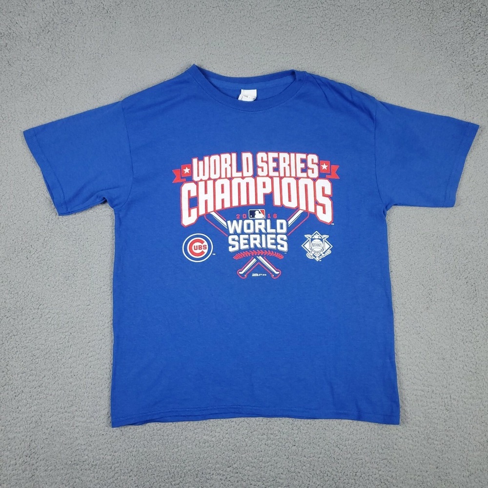 2016 Chicago Cubs World Series Champions Blue T-Shirt Adult Mens Size Large